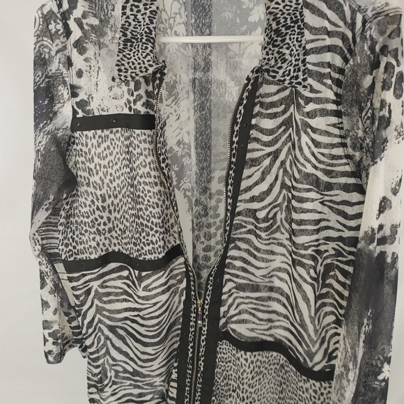 Multiples Mixed Animal Print Zip Front Jacket/Shirt Size L - Picture 6 of 13